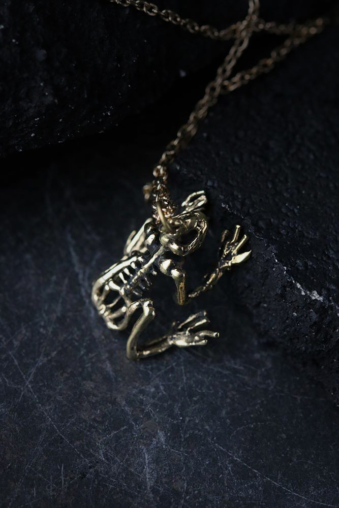 The Skeleton Frog Necklace Small Size original made and designed by Defy Unique jewelry  Dark style accessories  Skeleton necklace
