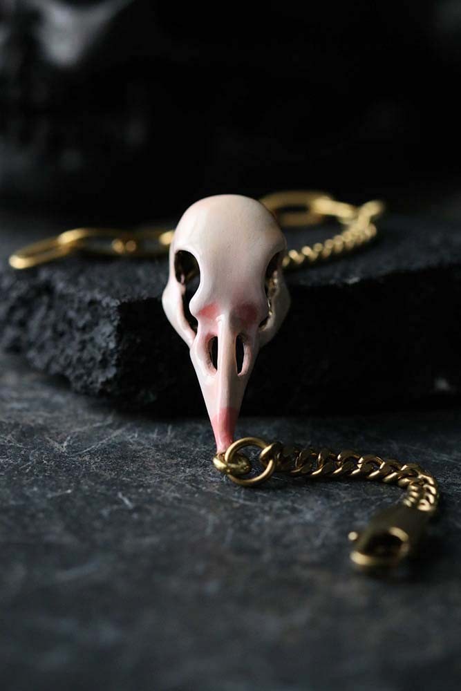 Defy Painted Bracelet Bird Skull Pink1