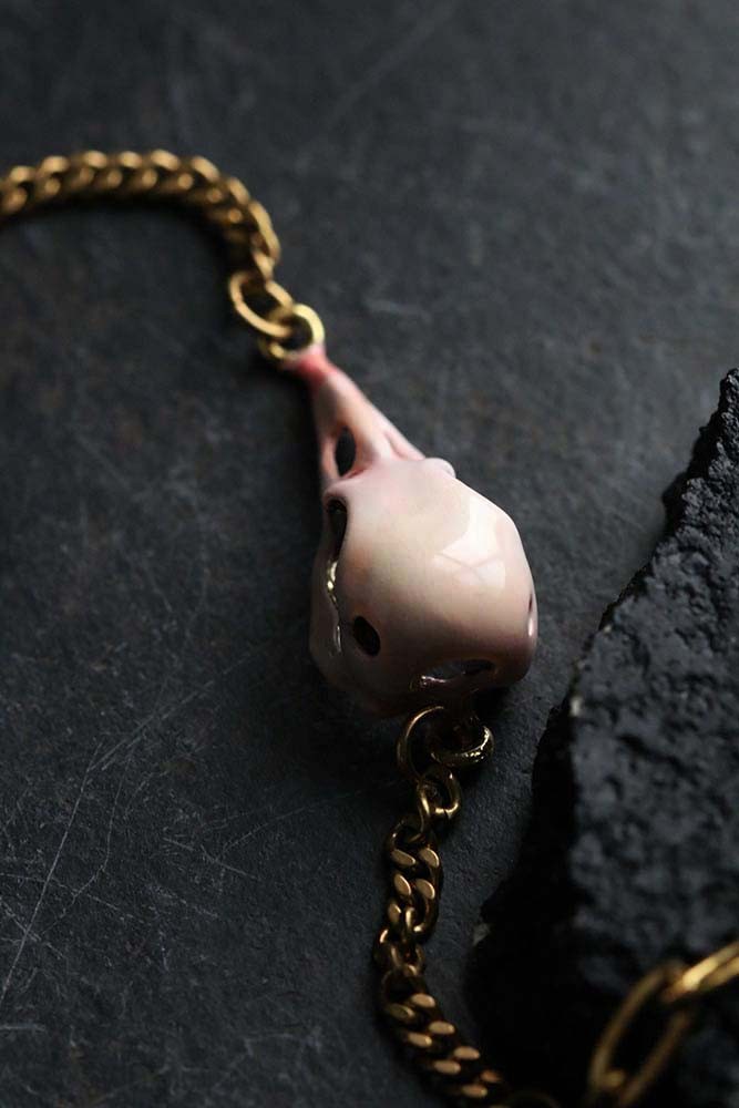 Defy Painted Bracelet Bird Skull Pink4