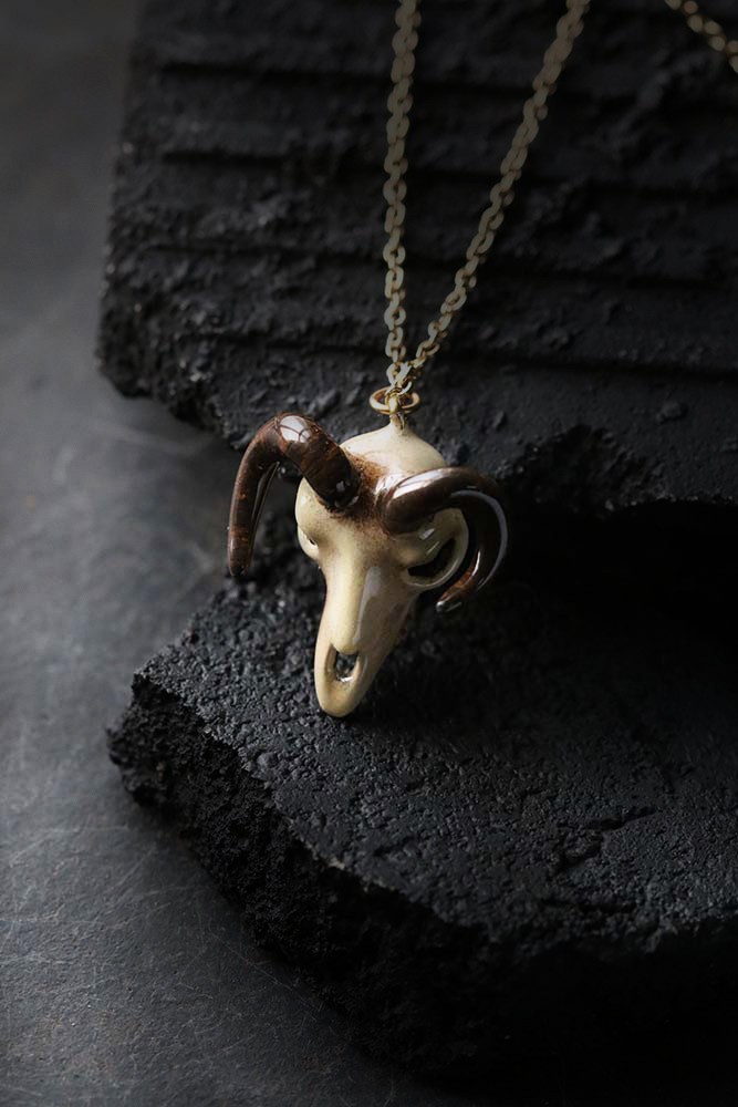Defy-Painted-Necklace-Goat-Skull3