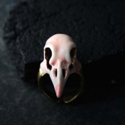 Defy Painted Ring Pink Bird Skull1